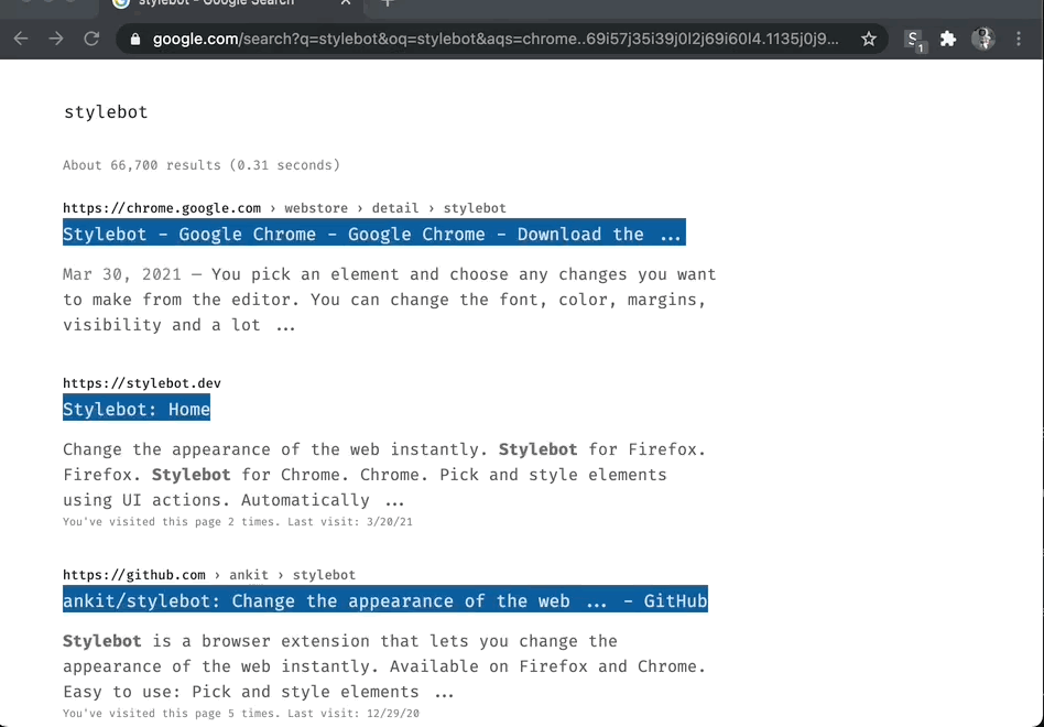 Ridimensionamento dell’editor di Stylebot